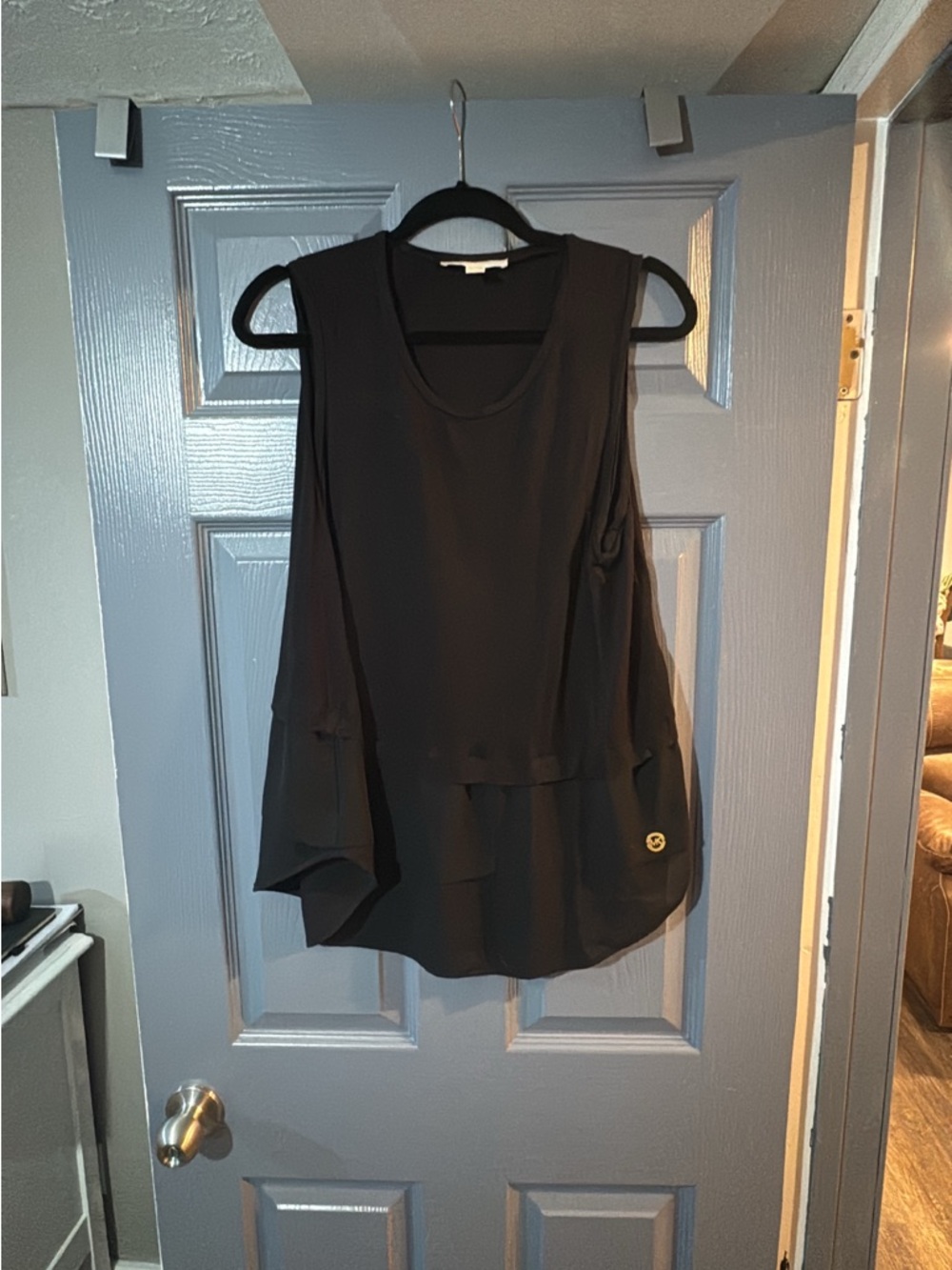 Michael Kors Black Sleeveless Layered Shell Top